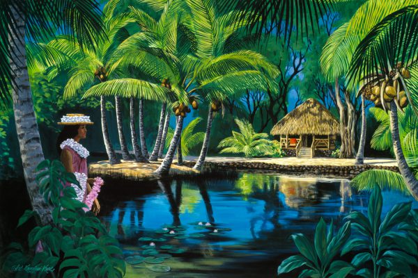 Tahitian Hut and Lei Girl