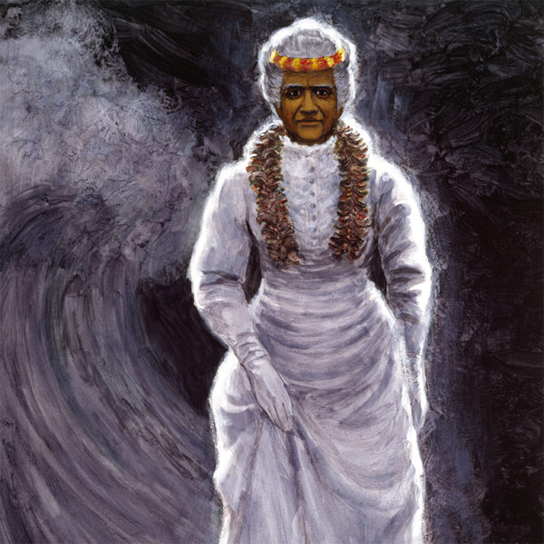 Pele in White Holokū